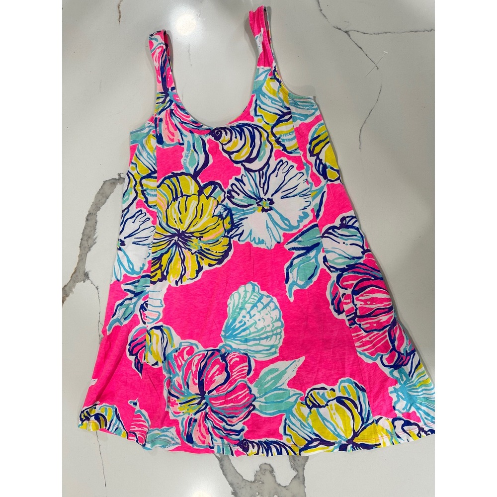 Lilly Pulitzer Hot Pink Floral Sleeveless Tank Dress XXS Summer‎